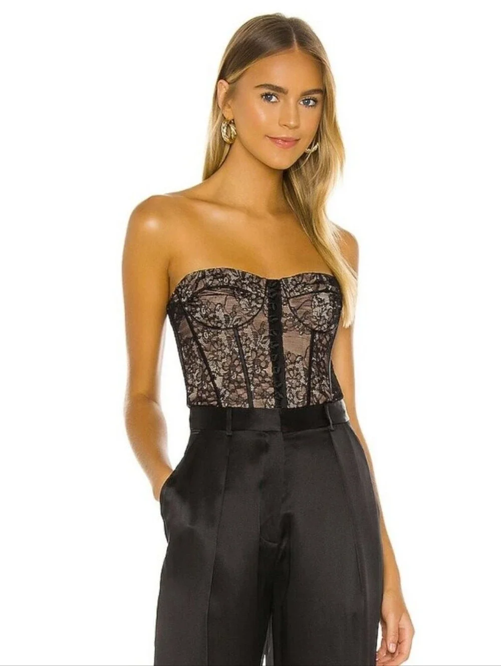 NWT - CAMI NYC x REVOLVE Bianca Silk Floral Lace Bustier Corset Bodysuit